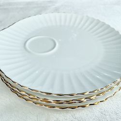 Four Staffordshire Bone China Snack Plates
