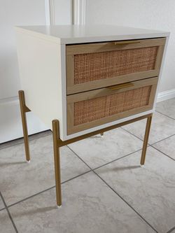 Modern Rattan Nightstand / End Table – Nathan James (Like New)