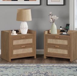 Set of 2 nightstands with charging stations