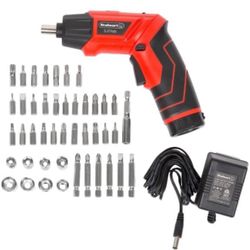 Stalwart 45-Piece Pivoting Screwdriver Set – Cordless Power Tool with Rechargeable 3.6V Battery, 2 LED Flashlights, Bits, Sockets, and Carrying Case