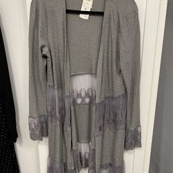 BRAND NEW WITH TAGS Grey Lace Cardigan - Size M