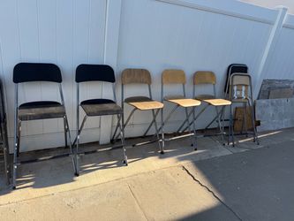 Set of Folding Bar Stools and Chairs