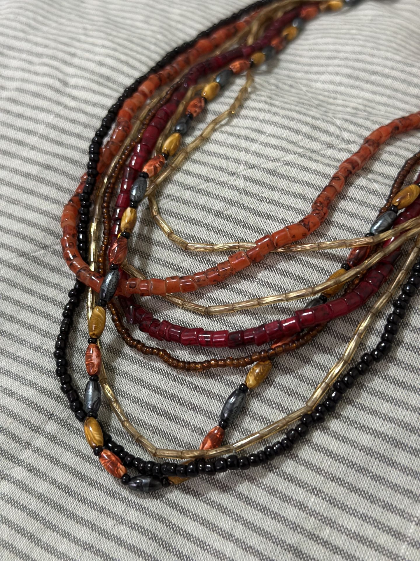 Bohemian Vacation Amber Color multi-layer bead necklace