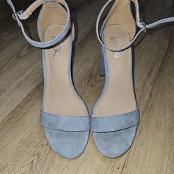Suede Light Blue Heels