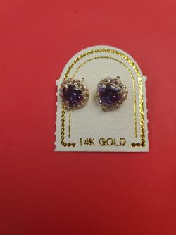 Birth Stone Heart Stud Earring W/ Screw Back