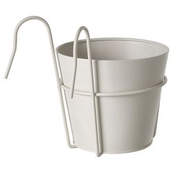 IKEA VITLÖK Plant Pot with Holder, In/Outdoor Off-white