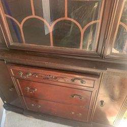Antique ORIGINAL Cherry Oak China Cabinet