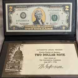 2 Dollar 22kt Gold Plated Note