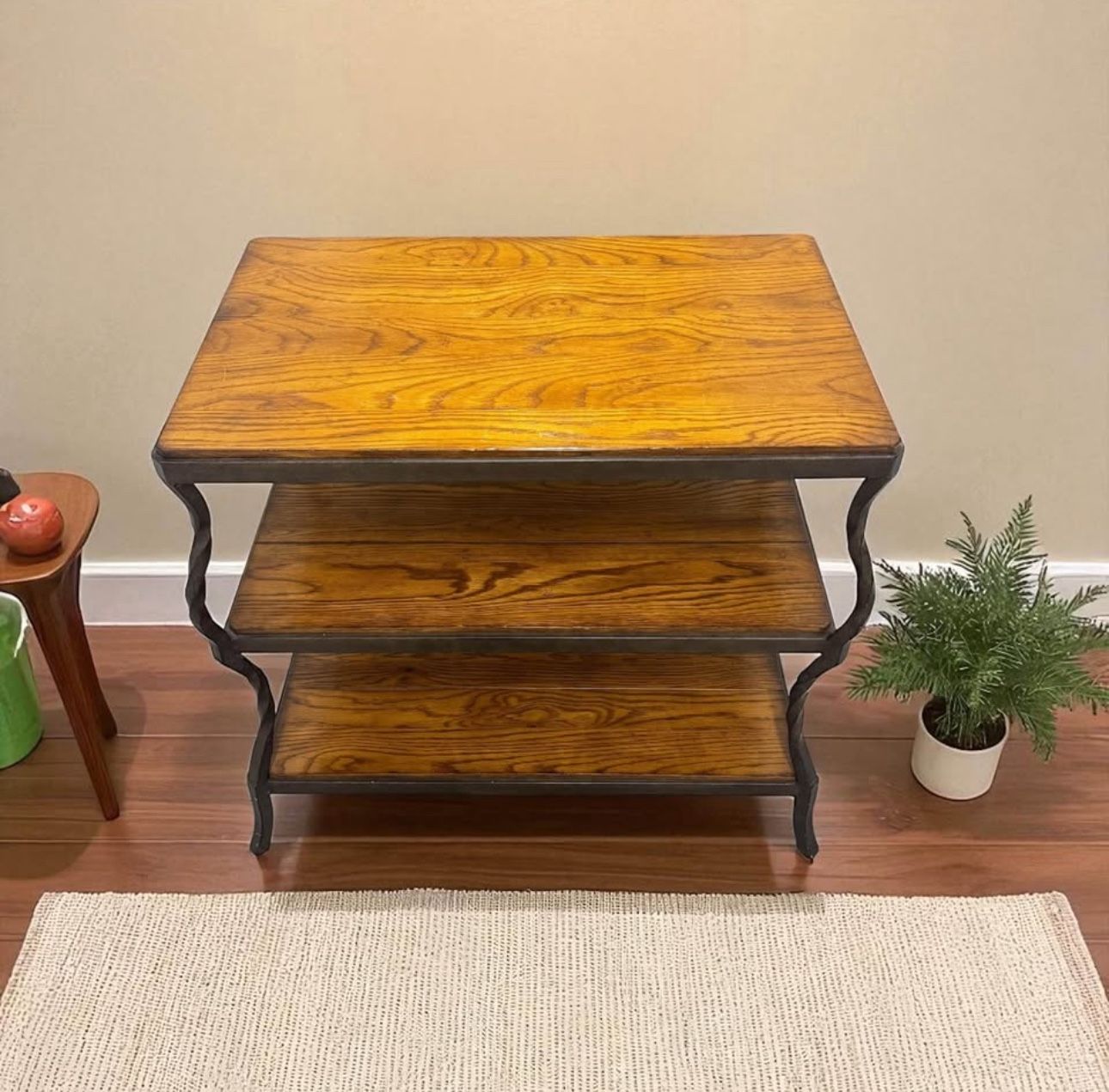 3-Tier Wood and Metal Shelf – Rustic Industrial Style