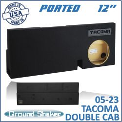 black 12" single ported sub box, fits 05-23 toyota tacoma double-cab