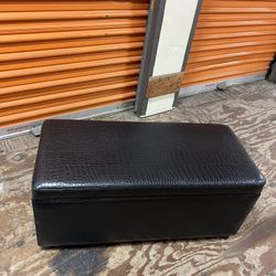 Black Leather Small Bench Seat And Storage Chest 