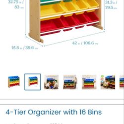 ECR4Kids 4-Tier Organizer with 16 Bins