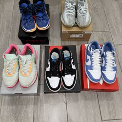LeBron 20 Time Machine, Yeezy 350 v2 Blue Tint, Kyrie 7 Sisterhood, Nike Dunk Low Polar Blue, Jordan 1 Low UNC