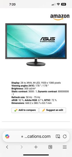 “28” ASUS Monitor VN289H