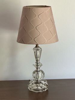 Vintage Glass Lamp With Shade 18 1/2” H  (light bulb, not included)