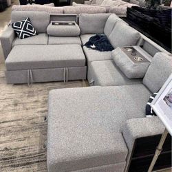 New Sleeper Sectional Couch With Storage / Free Delivery 