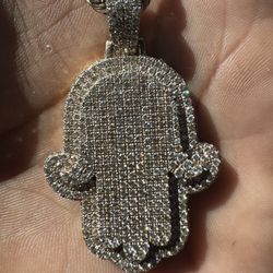 Gold Diamond Hamza hand pendant 