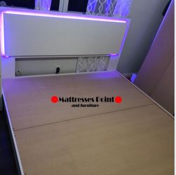 Bed Frame Queen Size With multicolored Light Led 🔥OFFER TIME LIMITED 🔥