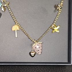 Coach Coach x Observed By Us Charm Necklace Strawberry Heart Gold Tone NIB
