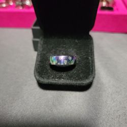 Size 11 Mystical Color Band With Paw Prints Stainless Steel 