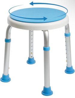 FSA/HSA Eligible, Vaunn Medical Tool-Free Assembly Adjustable Swivel Shower Stool Seat Bench with Anti-Slip Rubber Tips for Safety and Stability