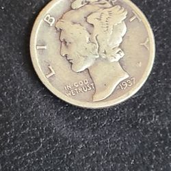 Silver One Dime 1937 Coins