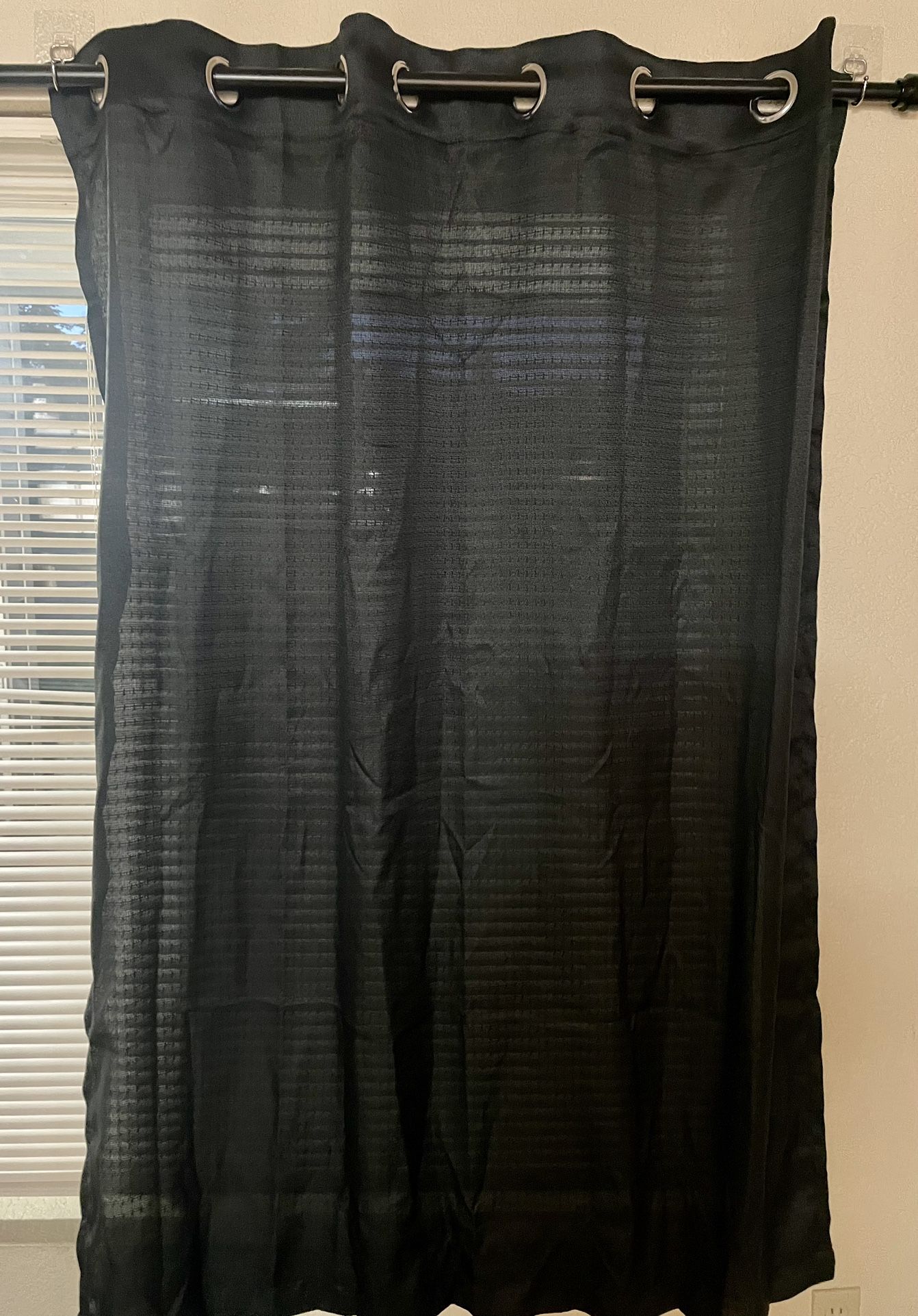 Black Semi Sheer Curtains- Two Panels 52 X 63