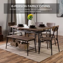6-Piece 55in Modern Home Dining Set w/ Storage Racks