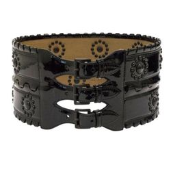 ALAÏA Paris Black Patent Leather with Stud Detailing Belt Made in Italy