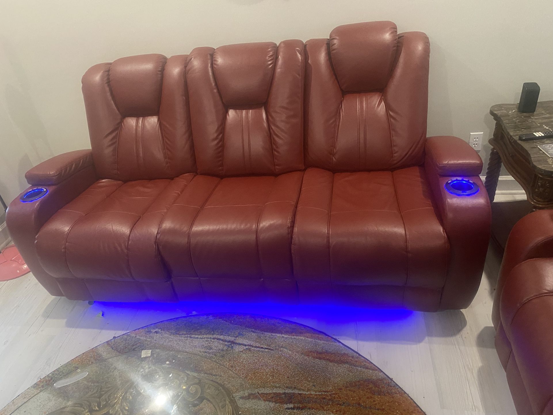 Red Leather Reclining Couch & Loveseat Set – Rooms To Go – Loaded with Features!