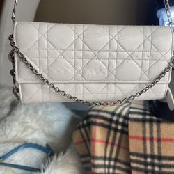 Authentic Dior Cannage Wallet on Chain – White Leather (Hard to 