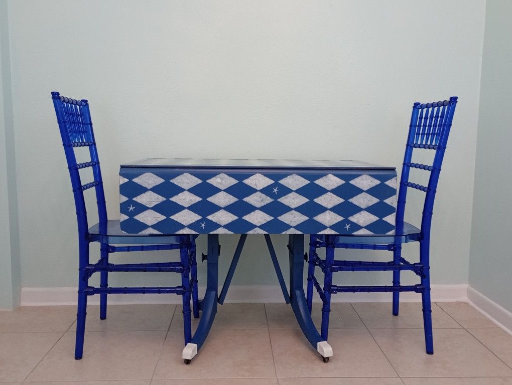 Blue Table with Pop Up Sides