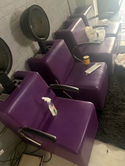 Purple Salon Shampoo Bowl Chairs – Set of 3