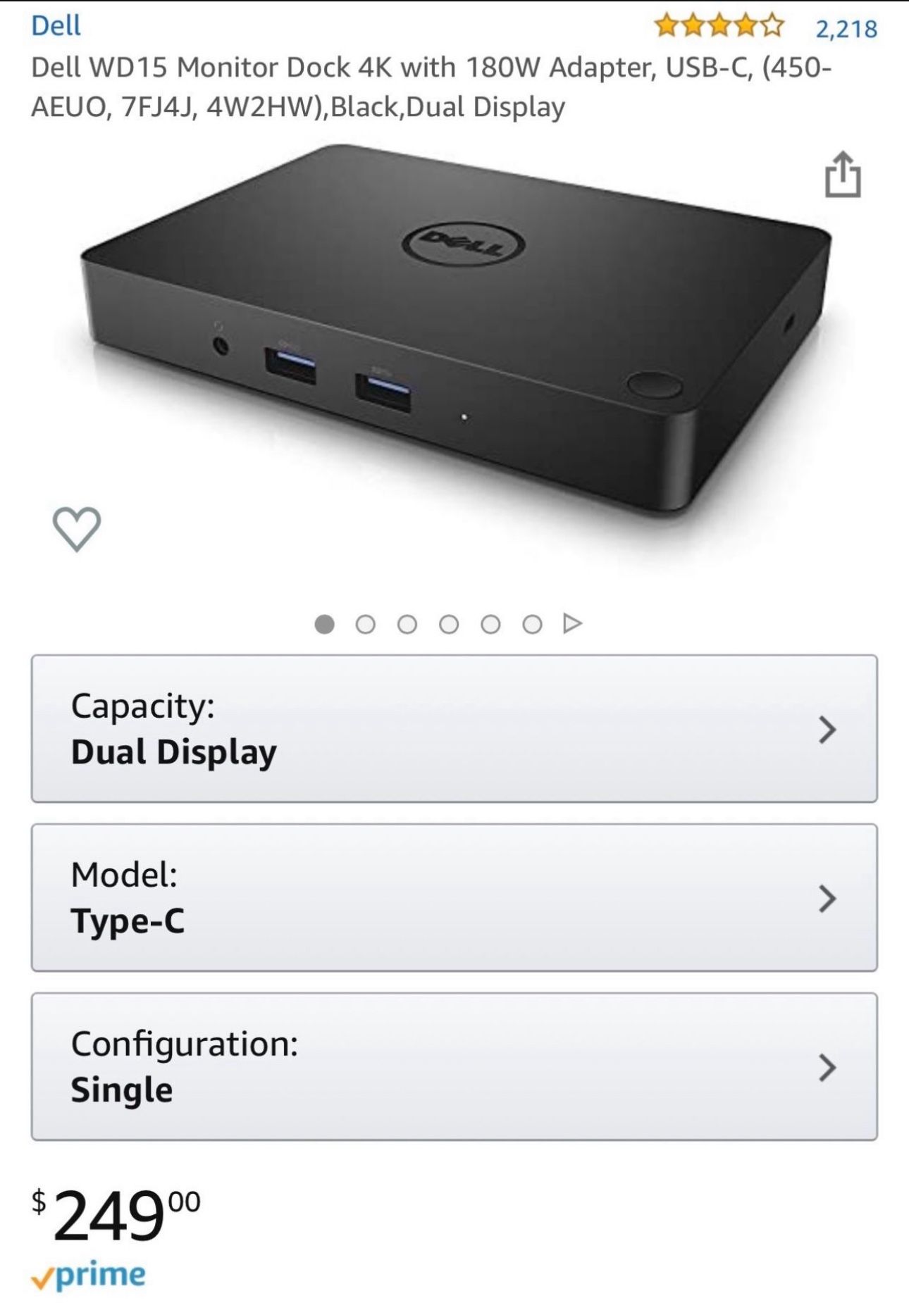 Dell WD15 4K dual display docking stations