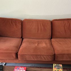 Burnt Orange Suede Couch