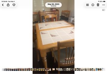Wood and tile kitchen table 6 chairs