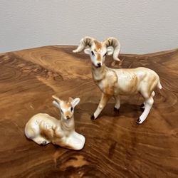 Vintage Porcelain Miniature Ram Goat Sheep Figurines Set 2
