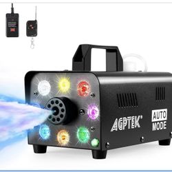 Fog Machine, 500W Portable Led Smoke Machine with Lights (Red, Blue, Green) & Wireless Remote Control 