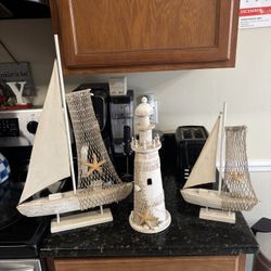 Sailing Boat And Lighthouse Set