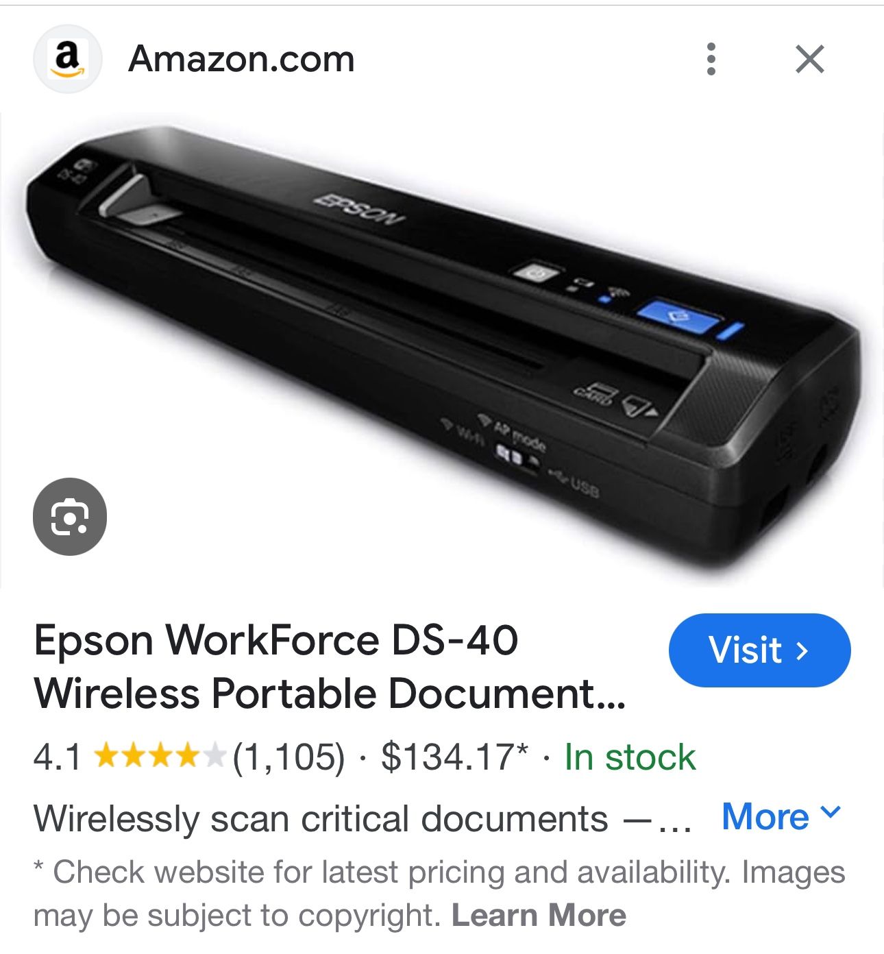 エプソン、Wi-Fiと電池駆動に対応したモバイルスキャナー - 価格.com