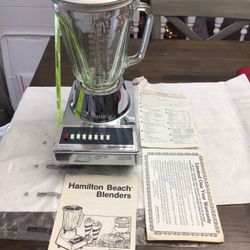 Vintage Hamilton Beach 7-Speed Blender Chrome Appliance Model #729, Never Used, Owners Manual, 1989 