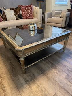 Z GALLERIE Vintage Gold Mirror Coffee Table