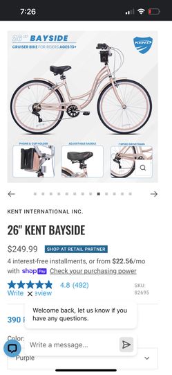 cruiser bike 26” Kent Bayside $120 brand New 