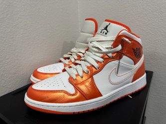 Air Jordan 1 Mid Orange Metallic Sneakers