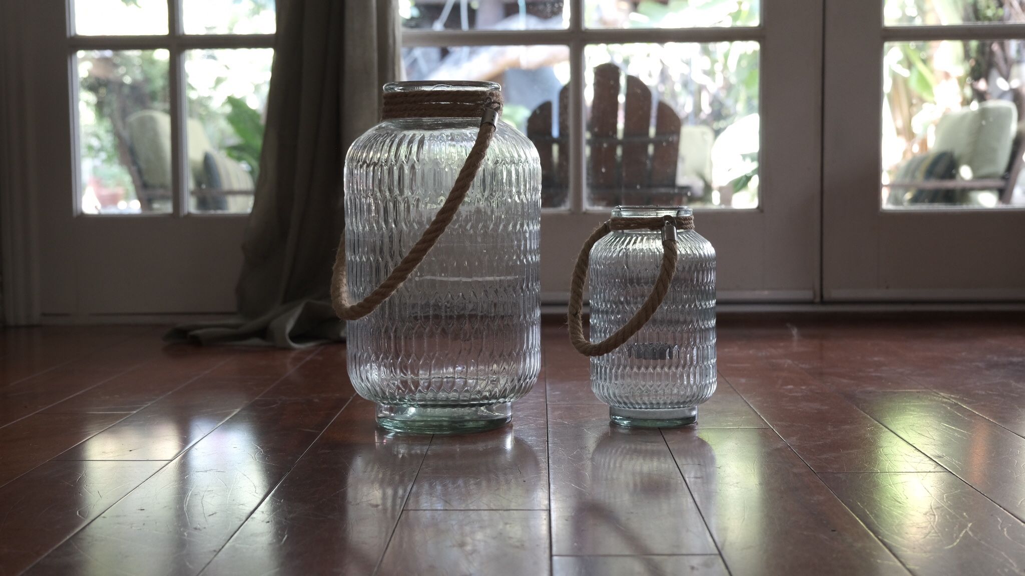 2 Glass Vases / Candle Holders 