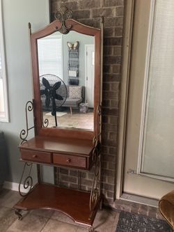Mirrored Stand With Drawers  - Solid Wood 
