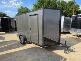 2026 New 6x12 SA Screwless Enclosed Trailer | Blackout | Spoiler Package | .08 Exterior | 1174 (Gray)