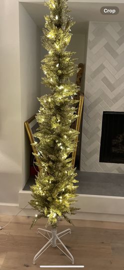 7 foot skinny gold Christmas tree