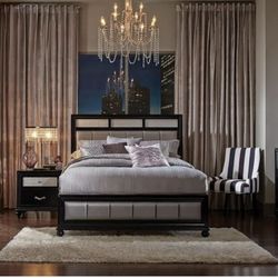 Queen Size Bed Frame, Headboard, And Mattress