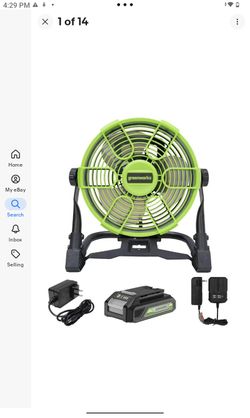 Greenworks 24V 10" Hybrid Cordless Fan 665-785 CFM with 2Ah Battery & Charger